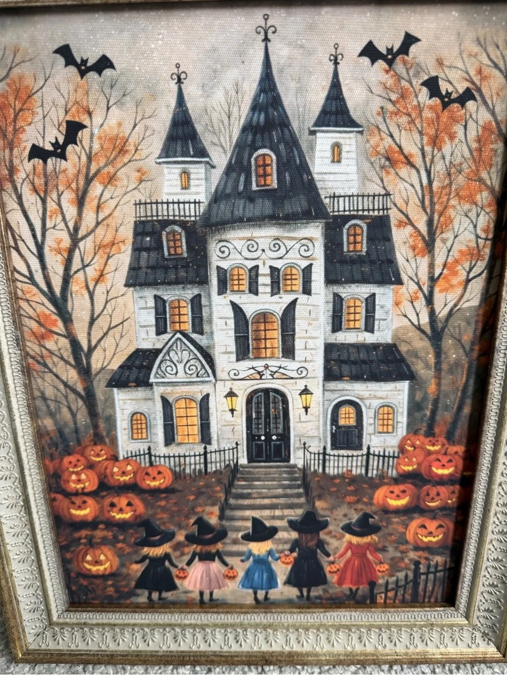 Petal Lane haunted house trick or treaters kids five girls witch hats